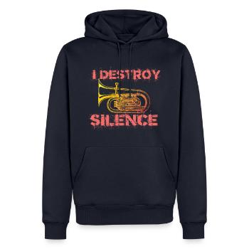 Je détruis le tuba silence - Sweat à capuche Premium bio Homme - bleu marine - Devant - Nico (187cm)