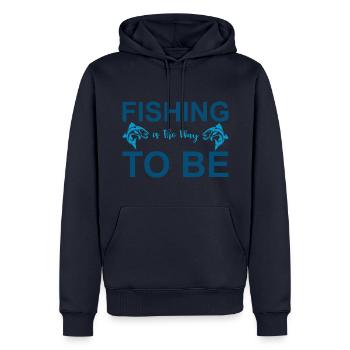 Angeln - Männer Premium Bio Hoodie - Navy - Vorne - Nico (187cm)