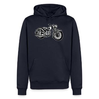 Moto / Classique moto 04_schwarz blanc - Sweat à capuche Premium bio Homme - bleu marine - Devant - Nico (187cm)