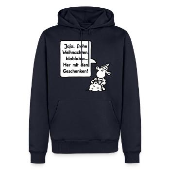 Jaja, frohe Weihnachten, blablabla... Her mit den - Männer Premium Bio Hoodie - Navy - Vorne - Nico (187cm)