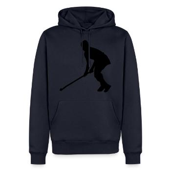 field hockey player silhouette - Men’s Premium Organic Hoodie - navy - Front - Nico (187cm)