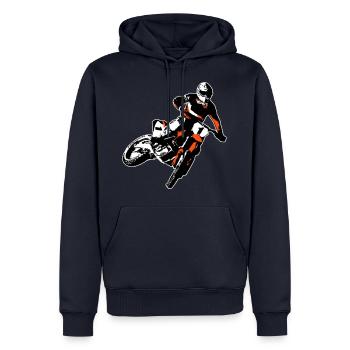 MotoCross - Sweat à capuche Premium bio Homme - bleu marine - Devant - Nico (187cm)