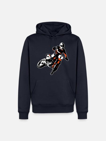 MotoCross - Sweat à capuche Premium bio Homme - bleu marine