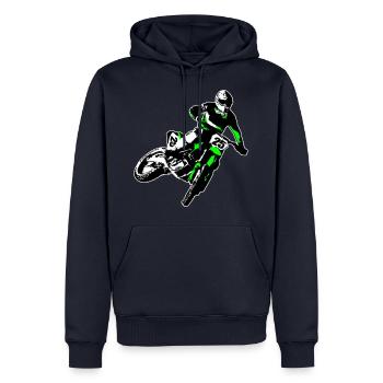 MotoCross - Sweat à capuche Premium bio Homme - bleu marine - Devant - Nico (187cm)