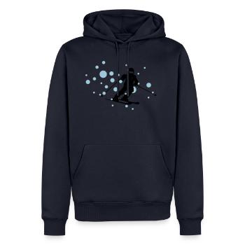 Sports d'hiver - skieur neige - Sweat à capuche Premium bio Homme - bleu marine - Devant - Nico (187cm)