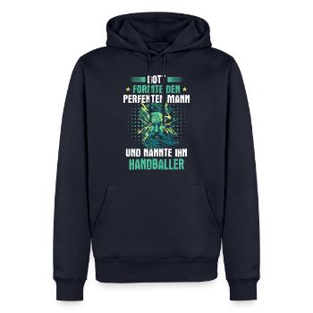 Handball Handballer Handballspieler Spruch - Männer Premium Bio Hoodie - Navy - Vorne - Nico (187cm)