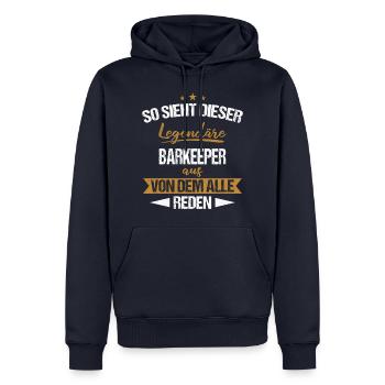 Barkeeper Kellner Barmann Alkohol Cocktail Spruch - Männer Premium Bio Hoodie - Navy - Vorne - Nico (187cm)