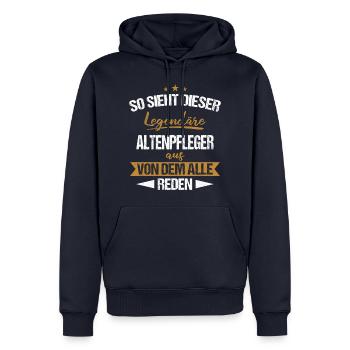 Altenpfleger Pfleger Altenpflege Beruf Spruch - Männer Premium Bio Hoodie - Navy - Vorne - Nico (187cm)