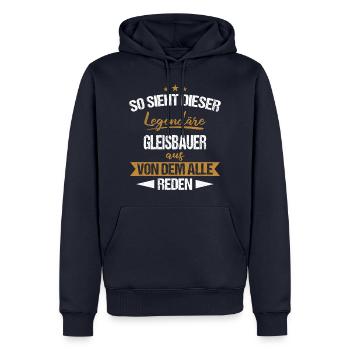 Gleisbauer Gleisbau Eisenbahn Gleise Beruf Spruch - Männer Premium Bio Hoodie - Navy - Vorne - Nico (187cm)