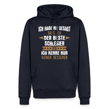 Schlesien Schlesier Deutschland Polen Spruch - Männer Premium Bio Hoodie - Navy - Vorne - Nico (187cm)