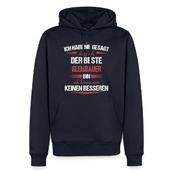 Gleisbauer Gleisbau Eisenbahn Gleise Beruf Spruch - Männer Premium Bio Hoodie - Navy - Vorne - Nico (187cm)