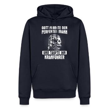 Kranführer Kran Baustelle Kranfahrer Spruch - Männer Premium Bio Hoodie - Navy - Vorne - Nico (187cm)