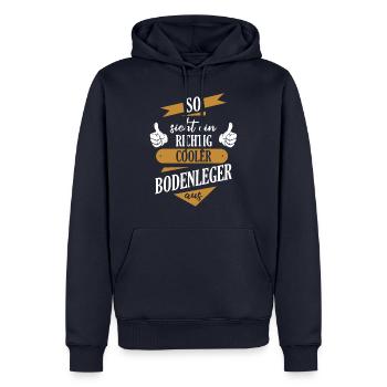 Bodenleger Parkettleger Spruch - Männer Premium Bio Hoodie - Navy - Vorne - Nico (187cm)