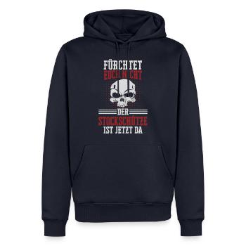 Stockschießen Eisstockschießen Eisstock Spruch - Männer Premium Bio Hoodie - Navy - Vorne - Nico (187cm)
