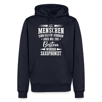 Saxophone Saxophonist Instrument Spruch - Männer Premium Bio Hoodie - Navy - Vorne - Nico (187cm)