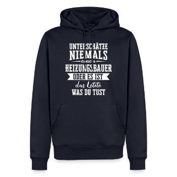 Heizungsbauer Heizungsbau Bauarbeiter Beruf Spruch - Männer Premium Bio Hoodie - Navy - Vorne - Nico (187cm)