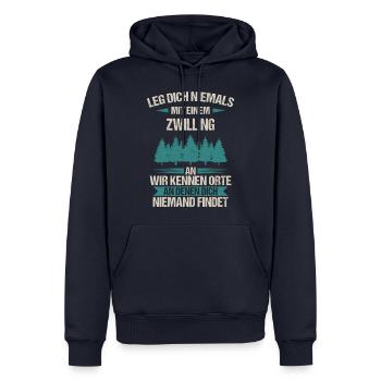 Zwilling Zwillinge Bruder Schwester Spruch - Männer Premium Bio Hoodie - Navy - Vorne - Nico (187cm)