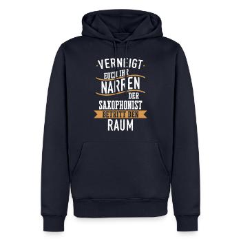 Saxophone Saxophonist Instrument Spruch - Männer Premium Bio Hoodie - Navy - Vorne - Nico (187cm)