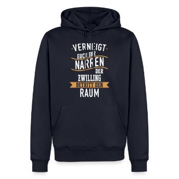 Zwilling Zwillinge Bruder Schwester Spruch - Männer Premium Bio Hoodie - Navy - Vorne - Nico (187cm)