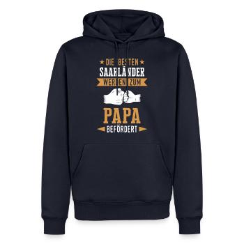 Saarland Saarländerin Saarländer Spruch - Männer Premium Bio Hoodie - Navy - Vorne - Nico (187cm)