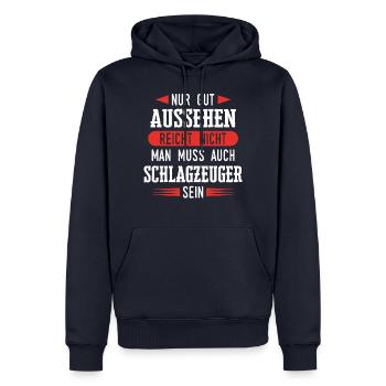 Schlagzeug Schlagzeuger Drummer Instrument Spruch - Männer Premium Bio Hoodie - Navy - Vorne - Nico (187cm)
