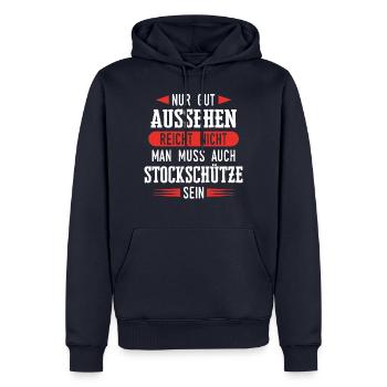 Stockschießen Eisstockschießen Eisstock Spruch - Männer Premium Bio Hoodie - Navy - Vorne - Nico (187cm)