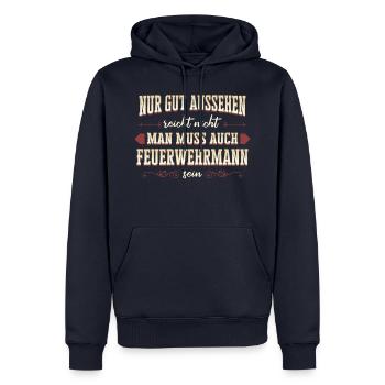 Feuerwehrmann Feuerwehr Notruf 112 Beruf Spruch - Männer Premium Bio Hoodie - Navy - Vorne - Nico (187cm)
