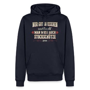 Stockschießen Eisstockschießen Eisstock Spruch - Männer Premium Bio Hoodie - Navy - Vorne - Nico (187cm)