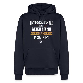 Posaune Posaunist Instrument Spruch - Männer Premium Bio Hoodie - Navy - Vorne - Nico (187cm)