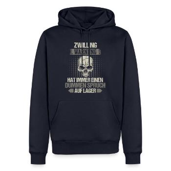 Zwilling Zwillinge Bruder Schwester Spruch - Männer Premium Bio Hoodie - Navy - Vorne - Nico (187cm)