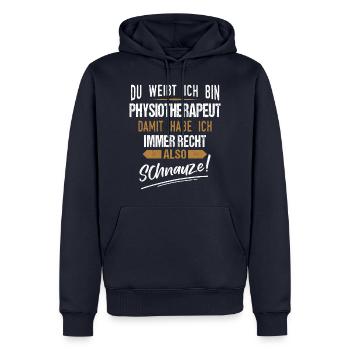 Physiotherapeut Physio Praxis Physiotherapie - Männer Premium Bio Hoodie - Navy - Vorne - Nico (187cm)