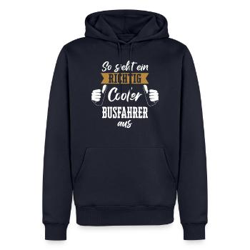 Busfahrer Busfahrerin Bus Reisebus Beruf Spruch - Männer Premium Bio Hoodie - Navy - Vorne - Nico (187cm)
