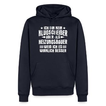 Heizungsbauer Heizungsbau Bauarbeiter Beruf Spruch - Männer Premium Bio Hoodie - Navy - Vorne - Nico (187cm)