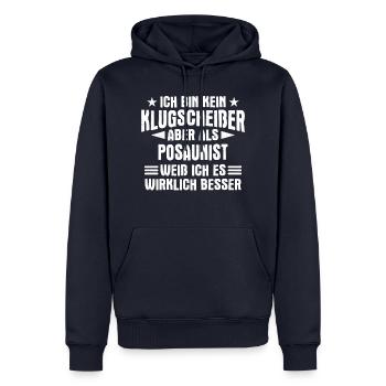 Posaune Posaunist Instrument Spruch - Männer Premium Bio Hoodie - Navy - Vorne - Nico (187cm)