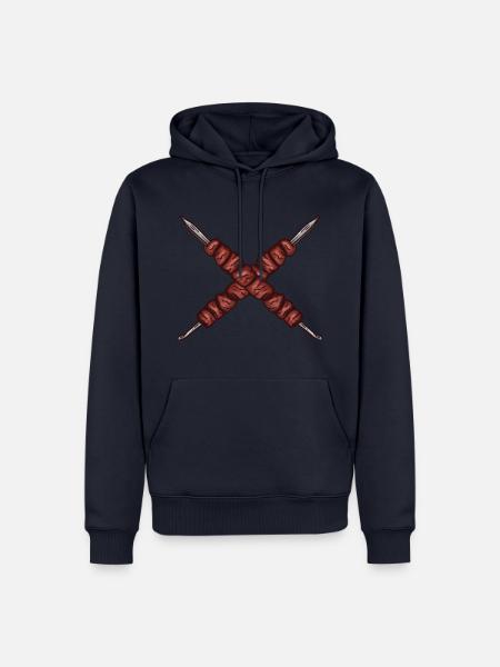 Schaschlik Spruch auf Russisch für Russen grillen - Männer Premium Bio Hoodie - Navy