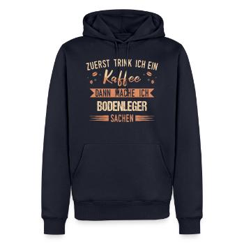 Bodenleger Parkettleger Spruch - Männer Premium Bio Hoodie - Navy - Vorne - Nico (187cm)