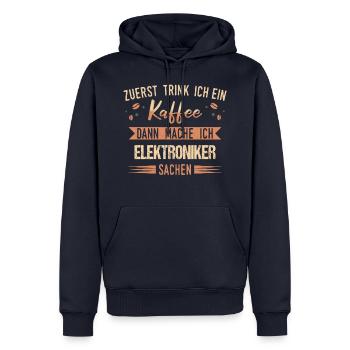 Elektroniker Elektriker Handwerker Beruf Spruch - Männer Premium Bio Hoodie - Navy - Vorne - Nico (187cm)
