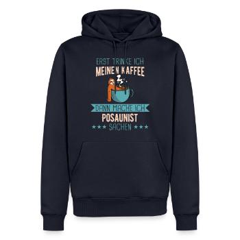 Posaune Posaunist Instrument Spruch - Männer Premium Bio Hoodie - Navy - Vorne - Nico (187cm)