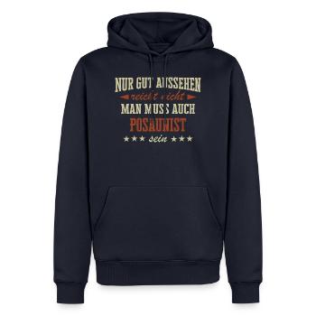 Posaune Posaunist Instrument Spruch - Männer Premium Bio Hoodie - Navy - Vorne - Nico (187cm)