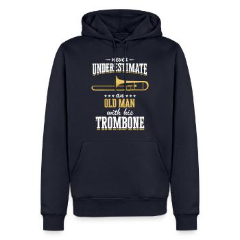 Posaune Posaunist Instrument Spruch - Männer Premium Bio Hoodie - Navy - Vorne - Nico (187cm)