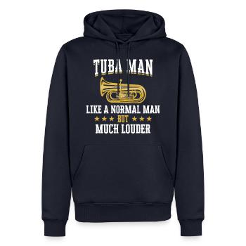 Tuba Tuba Player Instrument Dicton - Sweat à capuche Premium bio Homme - bleu marine - Devant - Nico (187cm)