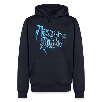 Ich werd Elektrisch - Männer Premium Bio Hoodie - Navy - Vorne - Nico (187cm)