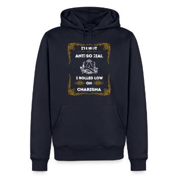 RPG CHARISMA Pen & Paper | FULL - Männer Premium Bio Hoodie - Navy - Vorne - Nico (187cm)