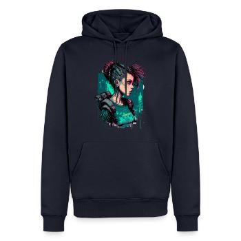 Superbe fille punk pour les fans de jeux vidéo - Sweat à capuche Premium bio Homme - bleu marine - Devant - Nico (187cm)