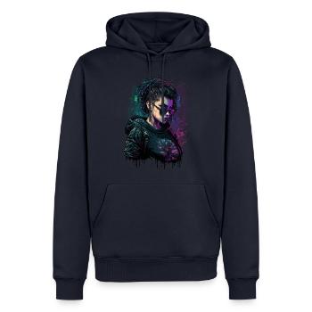Gamer Woman auf Action Experience Art. in einem Gamer - Männer Premium Bio Hoodie - Navy - Vorne - Nico (187cm)
