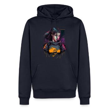 Dessin cool d’une femme futuriste - Sweat à capuche Premium bio Homme - bleu marine - Devant - Nico (187cm)