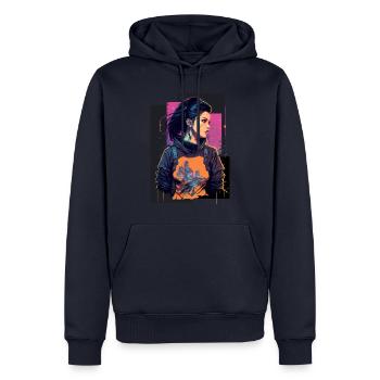 Dessin étonnant d’une dame punk - Sweat à capuche Premium bio Homme - bleu marine - Devant - Nico (187cm)