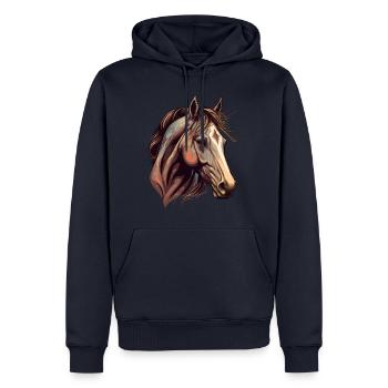 Bel étalon - Sweat à capuche Premium bio Homme - bleu marine - Devant - Nico (187cm)
