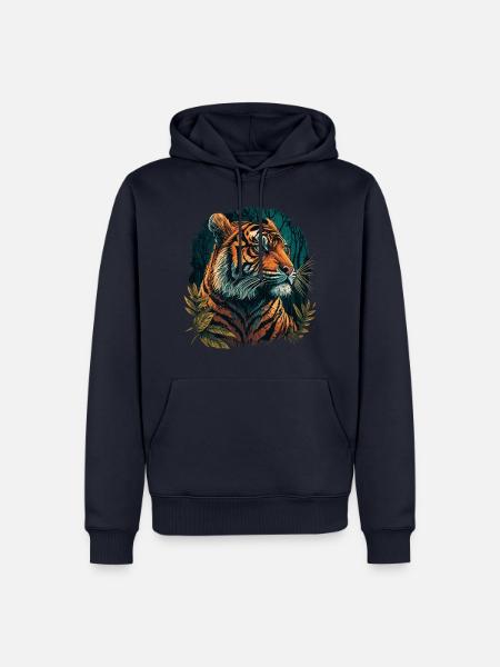 Tiger in Afrika - Männer Premium Bio Hoodie - Navy