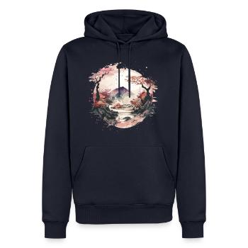 Jardin zen - Sweat à capuche Premium bio Homme - bleu marine - Devant - Nico (187cm)